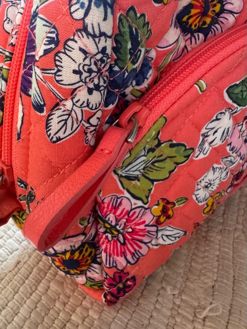 Vera Bradley Coral Floral Iconic Large Cosmetic Travel Bag